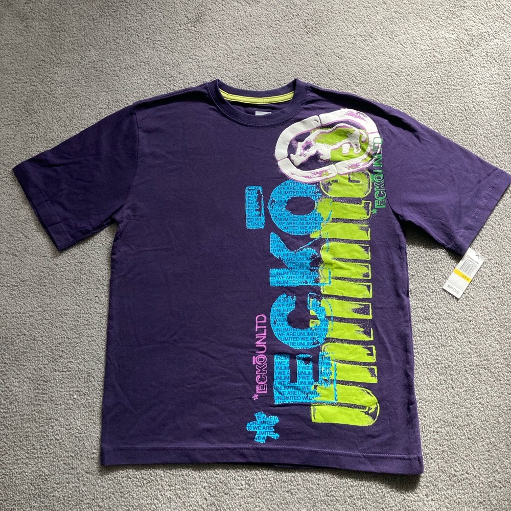 Ecko Unlimited Purple and Lime Short Sleeve Tee